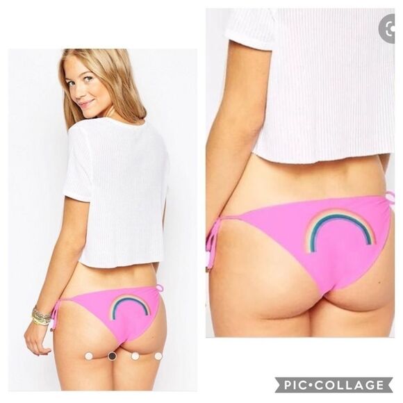 NWT Wildfox Rainbow Sea Shell Pink Bikini Bottom - Picture 1 of 11